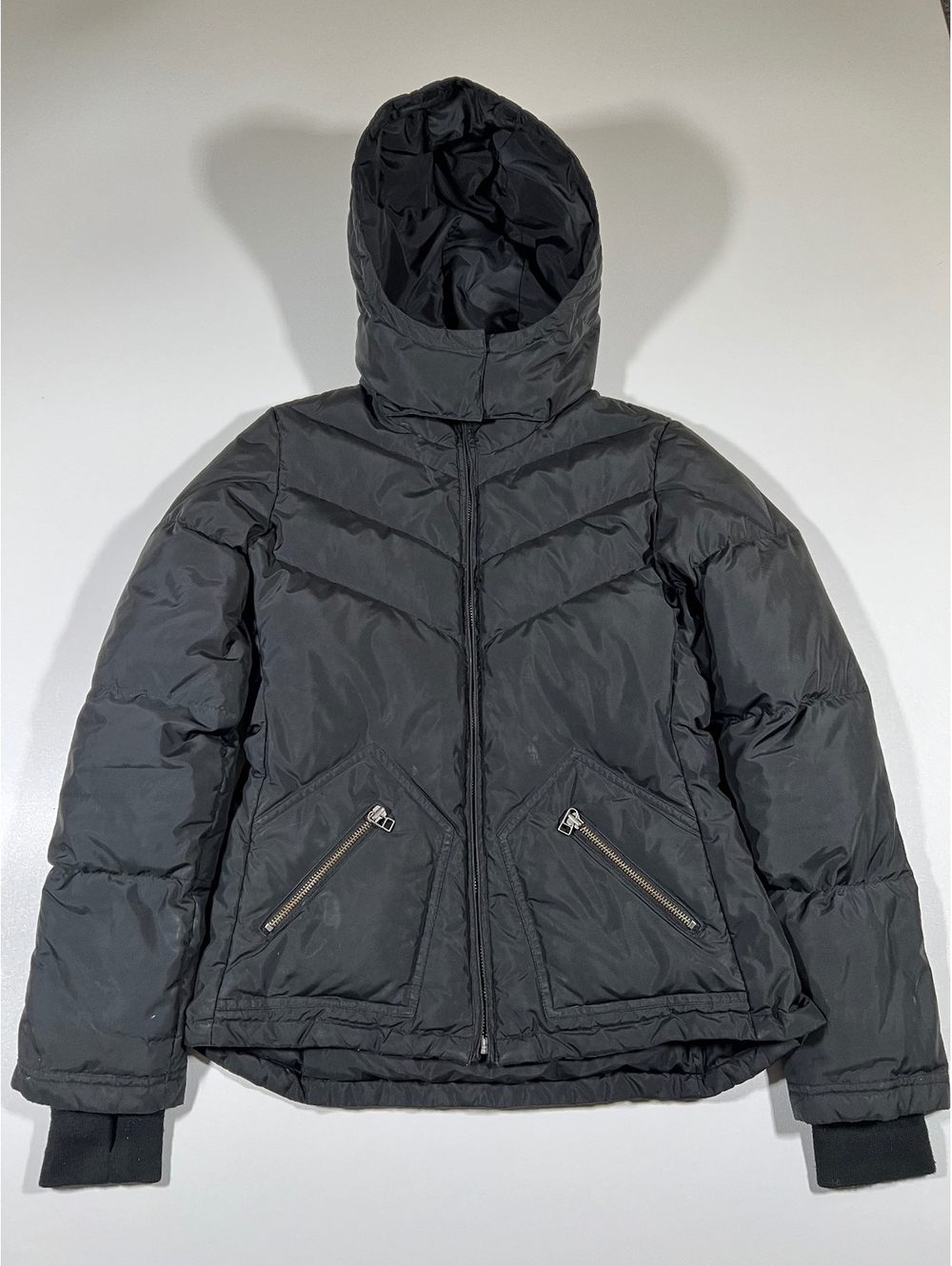 J.Crew Black Hooded Puffer Jacket Women's Quilted Zip-Up Winter Coat, Size S